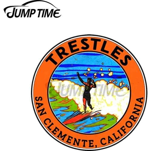 JumpTime 13 x13cm For Surfing The Trestles San Clemente California Car Stickers and Decals Waterproof Scratch-proof Window Decal