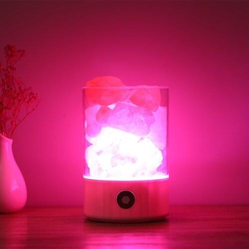 KHLITEC USB Crystal Light Natural Himalayan Salt Lamp Led Lamp Air Purifier Mood Creator Indoor Warm Light Table Lamp Lava Lamp