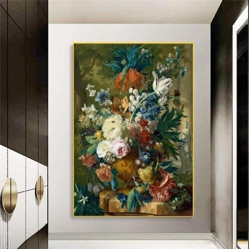 Classical Flowers Canvas Paintings On the Wall Art Posters And Prints Still Life Flowers In Vase Canvas Art Pictures Home Decor