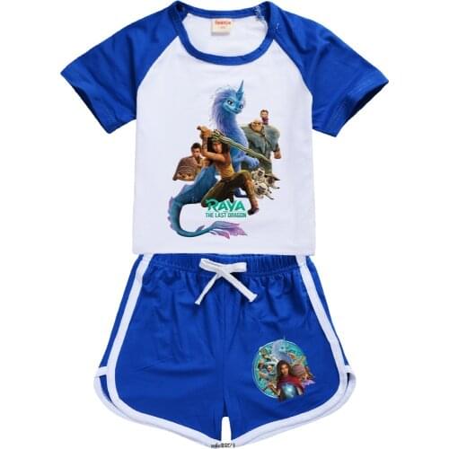 Raya and The Last Dragon Children Clothes Set T-shirt Kids Clothing Summer Pajamas Casual Cotton Boys Home Shorts Tops Panties