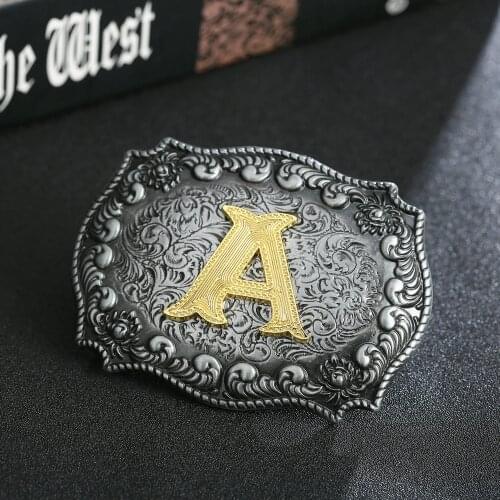 Western Cowboy Zinc Alloy Letter A to Z Belt Buckle Gift