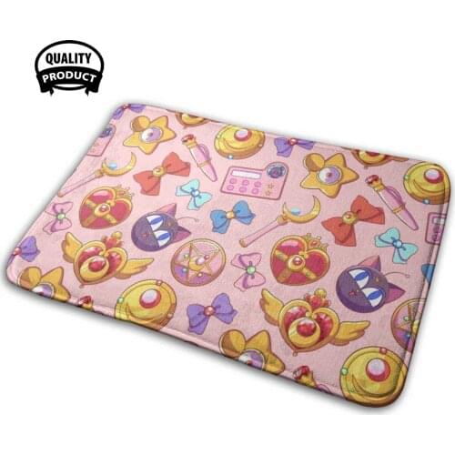 Sailor Moon Pattern - Pink Version Soft Interesting Room Goods Rug Carpet Sailor Moon Usagi Moon Moon P Cosmic Heart Compact