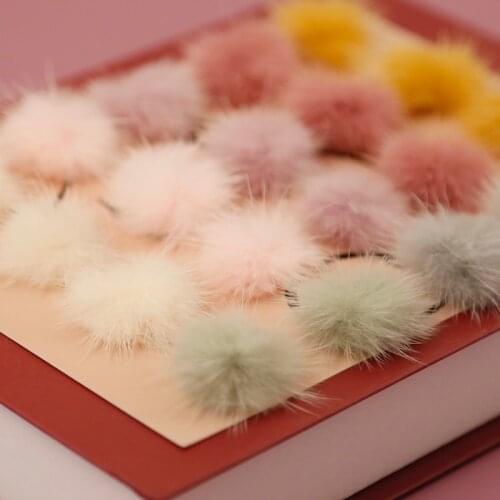 Colorful series of real sable fur balls, cute earrings for autumn and winter, diy jewelry accessories materials