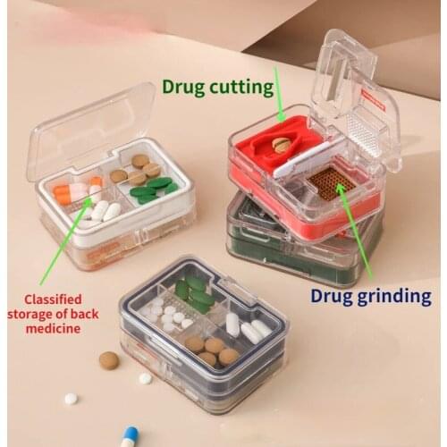 Fashionable Beautiful Compact And Lightweight Mini Portable Pill Box Four In One Multifunctional Mini Pill Box Medicine Cutter