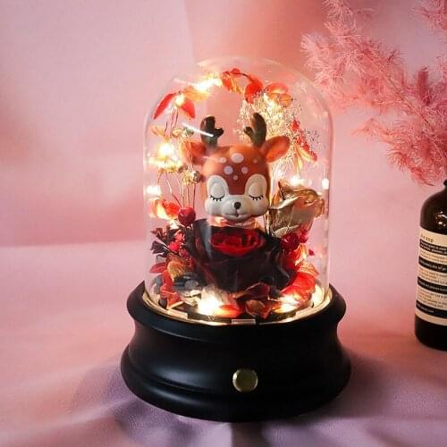 Cartoon Bluetooth Speaker Christmas Gift Rose Glass Cover Bluetooth Speaker Bass Lasting Electricity Anti-skid Base Speaker A-8