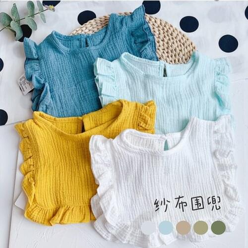 Soft Muslin Cotton Baby Bibs Cute Toddler Dinner Feeding Tassel Baberos Bebe Impermeables Princesa Ruffle Burp Cloths