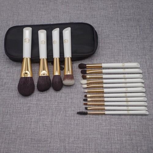 15pcs Professional Handmade Make Up Brush Kit Face Powder Blush Eye Shadow Brow Lip Brush Saikoho Goat Hair Makeup Brushes Set