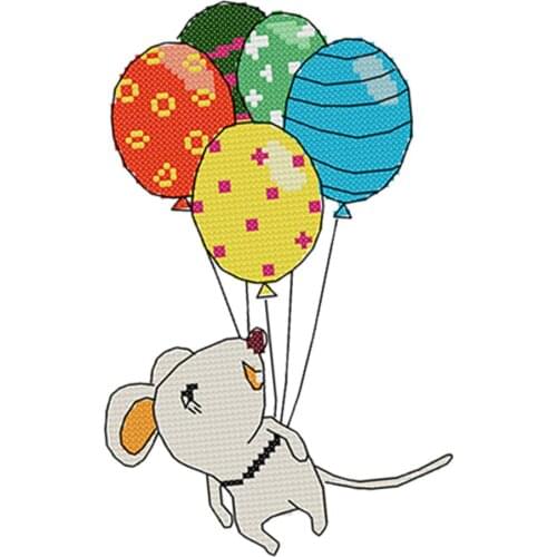 Cross Stitch Kits Pre-printed Pictures Embroidery - Mouse - Stickset with