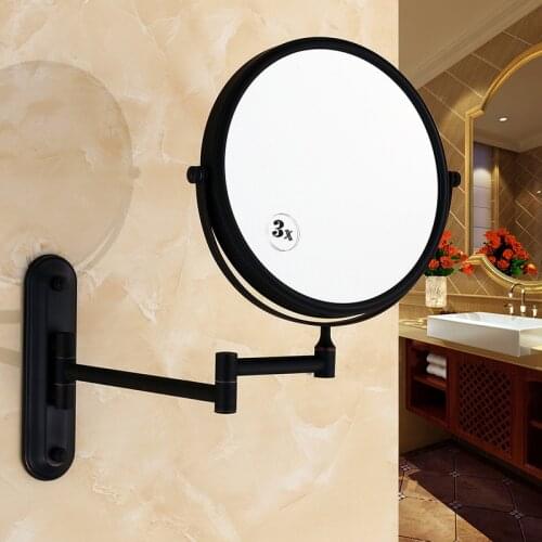 Bathroom Mirror Wall Mounted 8 inch Brass 3X/1X Magnifying Mirror Black Oil Folding Makeup Mirror Cosmetic Mirror Lady Gift