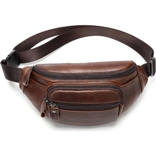 Genuine Leather Male Waist bag High Quality and Mens Chest Bag Waist pack