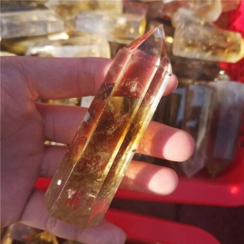 Natural stones and minerals citrine quartz crystal wand point yellow quartz crystals point reiki healing Ornamental stone