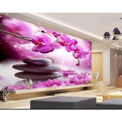Custom papel DE parede floral butterfly orchid murals for the sitting room the bedroom TV wall waterproof vinyl papel DE parede