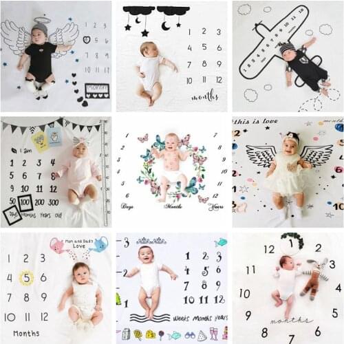 Cartoon Pattern Infant Baby Blankets Milestone Photo Props Background Backdrop Play Mats Cloth Calendar Photo Accessories