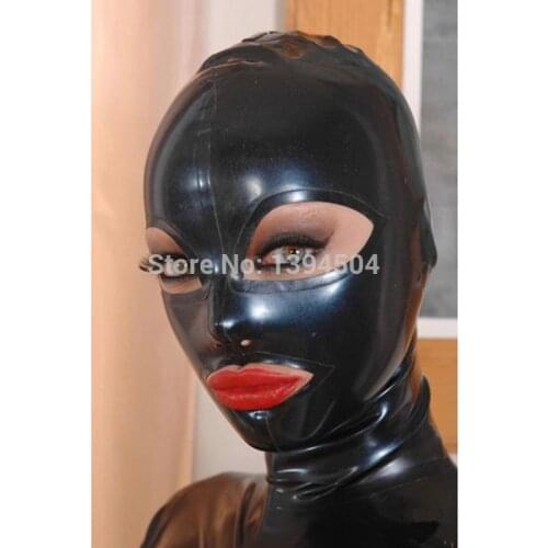 2018 new arrival Sexy design Black Women Full Face handmade Latex Hood Open Eye and mouth fetish customize size