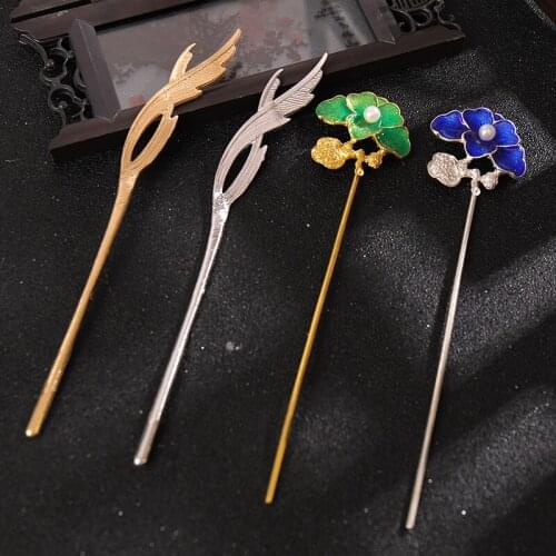 Leaf Shaped Antiques Hairpin Hanfu Hair Pin Chinese Style Hair Accessories Decoration for Women Short Long Hair LL@17