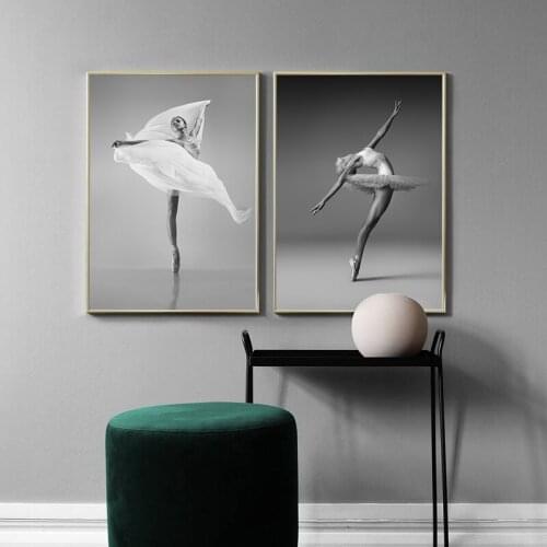Nordic Wall Art Black White Elegant Ballet Dance Canvas Poster Print Painting Girl Body Line Home Decoration Picture Living Room