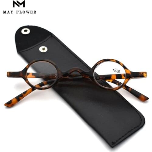 May Flower Smart Males Glasses Retro Reading Glasses Round Male Eye Glasses With Case Mens Frame Prescription oculos +1.5+3.5