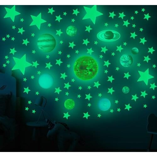 Solar System Luminous Wall Stickers Glow In The Dark Planet Meteor Star Creative Ceiling Decorative Sticker Wallpaper Art