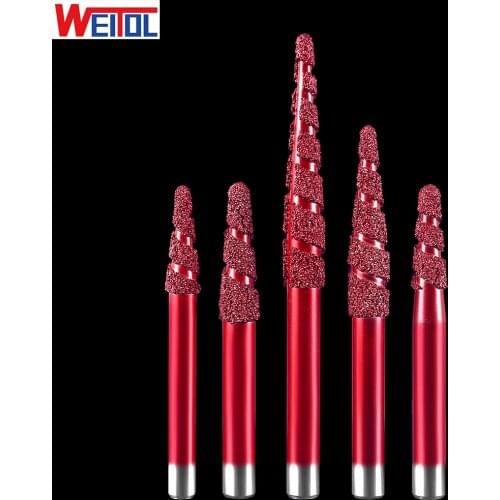 Weitol 10MM/12MM Multi layer vacuum brazed engraving bits marble granite carving tools CNC router bits taper end mill