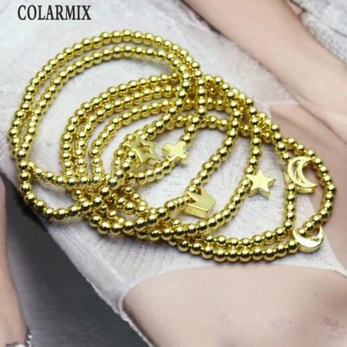 10pieces Beaded bracelets mix charm jewelry for women golden filled beads bracelets for women 9755