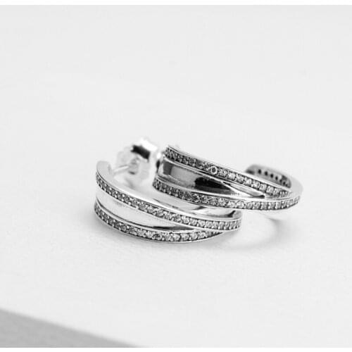 925 Sterling Silver Half Hollow CZ Stones Classic Elegance Bohemia Style Earrings for Women Wedding Engagement Jewelry