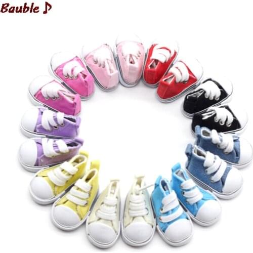 1 Pair 5cm Canvas Shoes For Doll Mini Toy Assorted Shoes Sneaker for girl Doll Shoes for Russian Doll Accessories