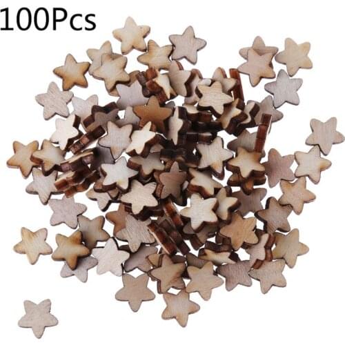 100Pcs/Bag 1cm Star Laser Cut Wood Embellishment Wooden Star Shape Craft Wedding Decor