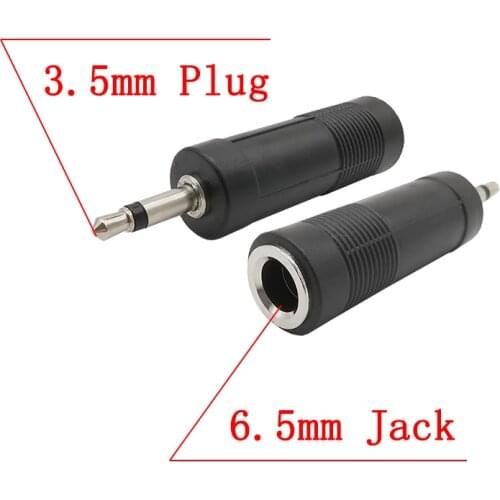 2Pcs/Lot 3.5mm Plug to 6.5mm AUDIO JACK CONNECTOR DC 3.5 mm Male Plug to 6.5mm Female Headphone Jack Audio Converter Adapter