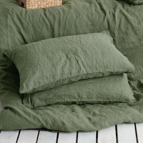 French Pure Linen Pillowcase Washed Pillow Cases Plain Silky Breathable Durable Fine Natural Flax 2PCS