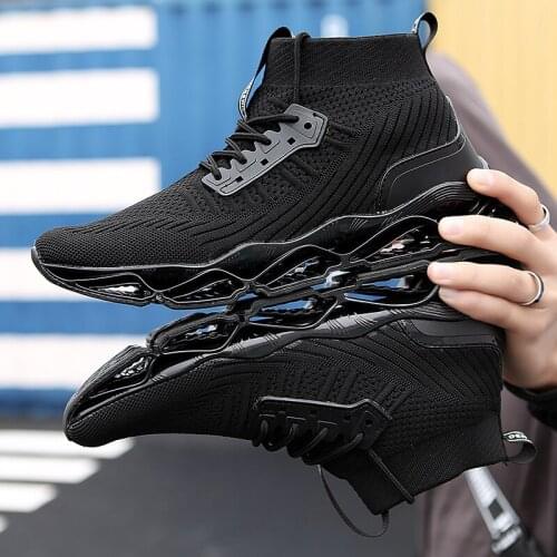 Blade Running Shoes For Men Breathable Mesh Socks Sneakers Antiskid Damping Outsole Athletic Sport Shoes Training shoes High-top