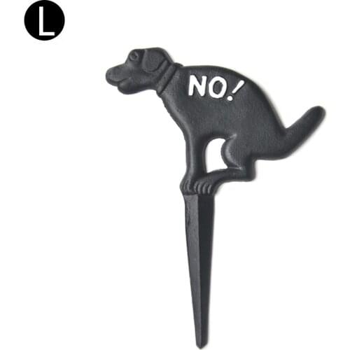 1pc Cast Iron Sign Garden Ground Plug Card Yard 'No Dog' Warning Grass Decor Keep Off Puppy Sturdy Stick Ground Big/Small Black