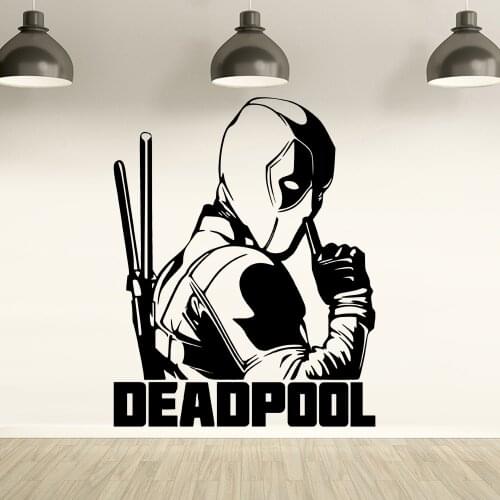 Deadpool Wall Decals Boys Room Home Decoration Movie Character Vinyl Wall Stickers Living Room TV Background Wall Decor Y794