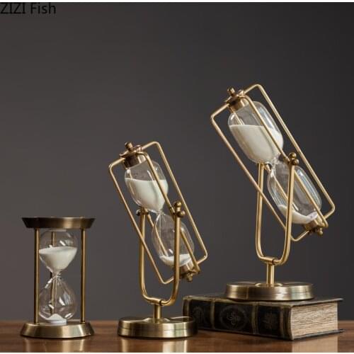 Wooden Sandglass Metal Sand Hourglass 15/30/60 Minute Countdown Timer Clock Golden Timing Adornment Desk Decoration Home Decor