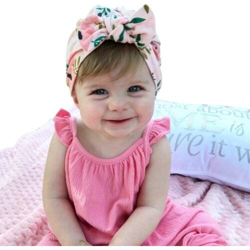 Newborn Baby Turban Headwraps Soft Comfy Flower Knot Beanie Cap Cute Hat with Bow