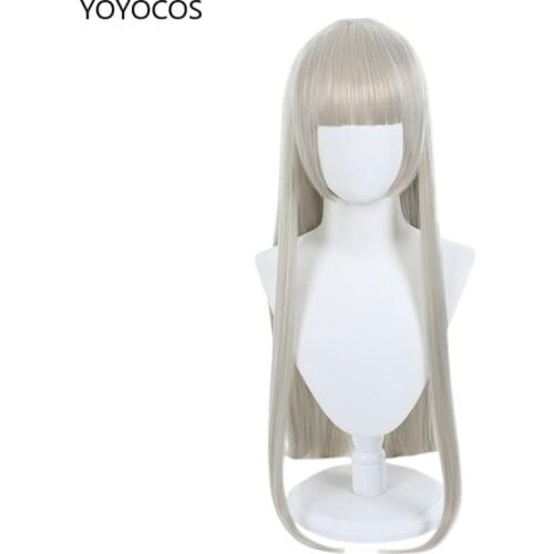 YOYOCOS Anime KAKEGURUI Momobami Ririka Long Wig Cospla Cute Flat Bangs Hair Silver Synthetic Hair Halloween Party Game New 2021