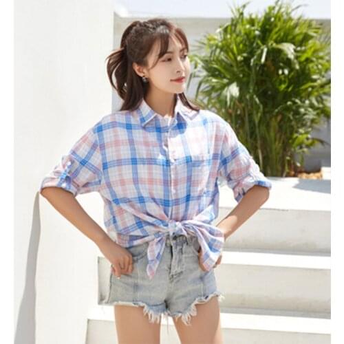 Женские рубашки в клетку EAEOVNI China At AliExpress