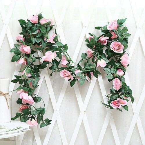 Simulated Rose Vine Green Leaf Garland Hanging Ornament Suitable for Wedding Party Garden Decoration SUB Sale
