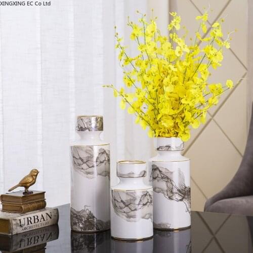 Ceramic Vase Decoration Chinese Style Light Luxury Living Room Flower Arrangement Dried Flower Accessories Porcelain Decoration