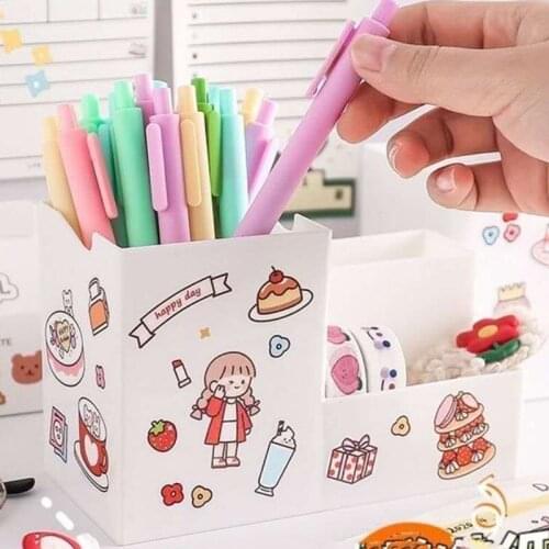 Creative Fashion Pen Holder Korean Style Multi-function Desktop Storage Box Make Up Cosmetic Holder Office Stationery Kawaii