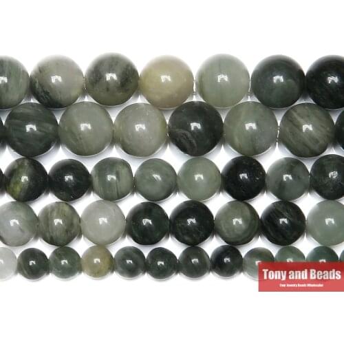 Natural Stone Green Hair Quartz Round Beads 15" Strand 4 6 8 10 12MM Pick Size For Jewelry Making