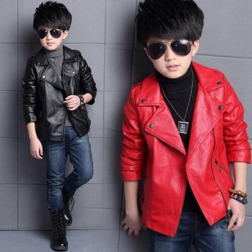 Kids leather jacket solid gentleman style faux leather jacket coat for 3-12years children boys girls fashion outerwear clothing