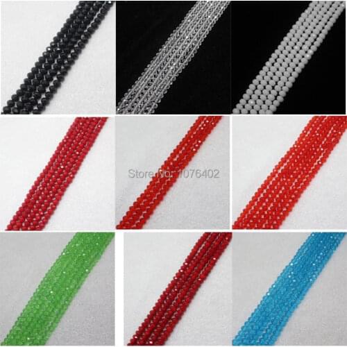 Mini. order is $7! 4x6mm Faceted Red,White,Yellow Glass Oval Loose Beads 95pcs