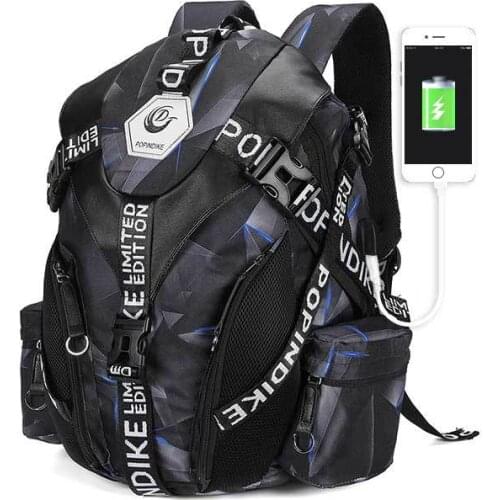 REJS LANGT Fashion School Backpack for Teenager Camouflage 13 Inch Laptop Backpack Men Usb External Charge Travel Bag Mochila