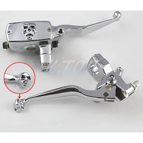 Motorcycle 1" Skull Control Reservoir Brake Clutch Levers Fit For Honda Steed 400 Spirit 750 Harley Suzuki Custom