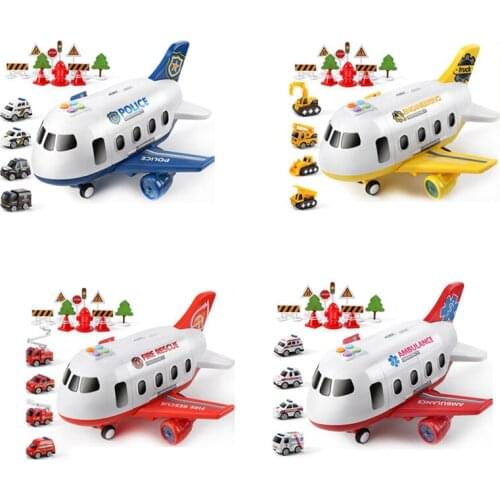 Music Light Inertia Childrens Gifts Airplane Toy with Alloy Truck