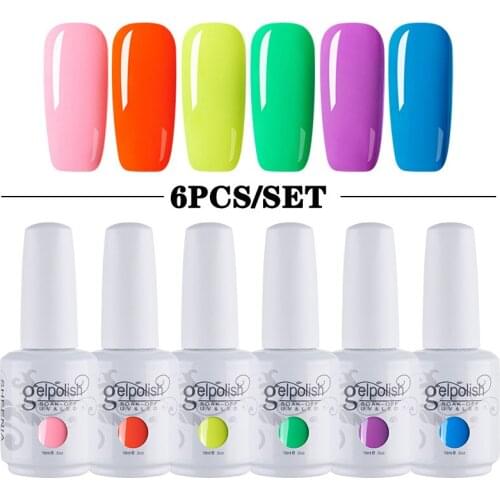 2021 new 6bottle/lot Gel Polish Set Hybrid Varnish Soak Off UV Gel LED Semi Permanent All For Manicures Nail Art Gel Polish Kit