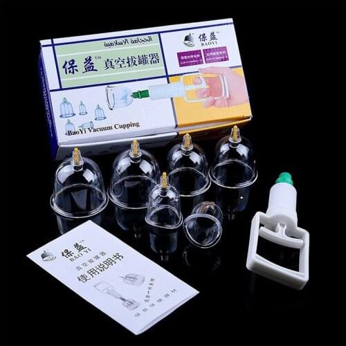Quality 6 pcs vacuum cupping set home use aucpuncture massage cupping pumping gas tank explosion-proof