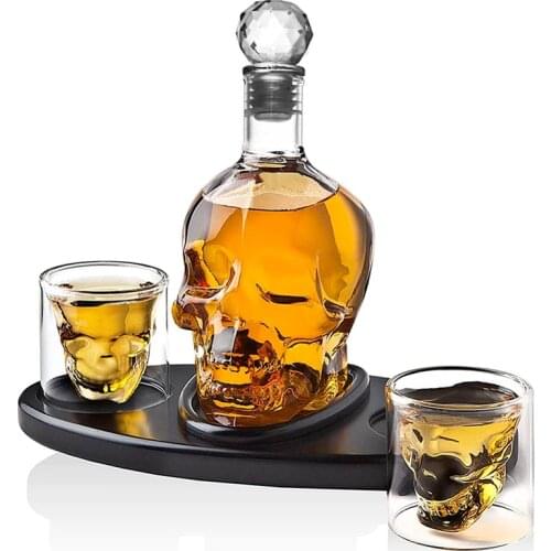 Skull Wine Glasses Set for Vodka Beer Martini Shot Glass Cups Wine Drinking Home Bars Crystal Bottle A Cup Decanter Whisky Set