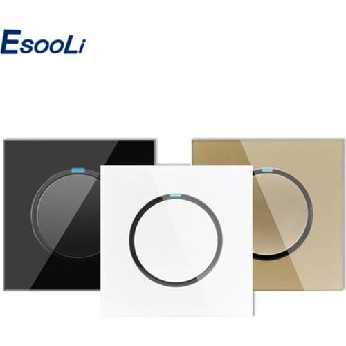 Esooli 2019 New Arrival 3 colors 1 Gang 1 Way Random Click On / Off Wall Light Switch With LED Indicator Crystal Glass Panel