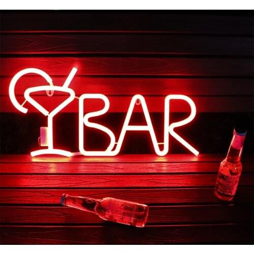 BAR Neon Sign Light LED Juice Letter Neon Lamp Tube with Remote Contral for Bar KTV Snack Shop Christmas Wall Decor 57*25cm
